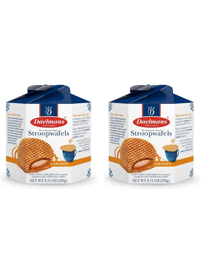 Daelmans Caramel Stroopwafels Authentic Dutch Waffle Cookies with Creamy Filling (Pack of 2) odwh0