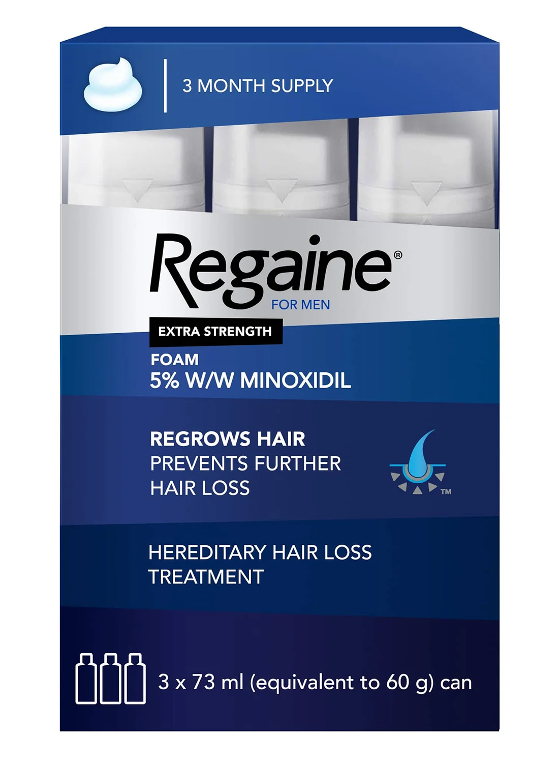 Premium Topical Hair Foam for Men 5% Formula (3 x 73 mL) nid04