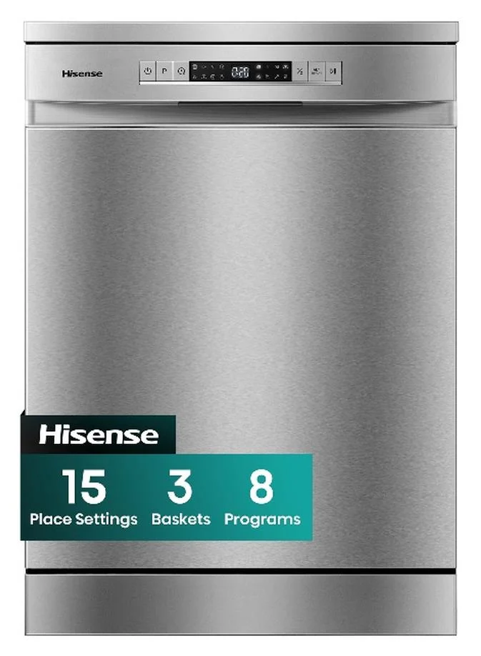 Hisense Freestanding Dishwasher 15 Place Settings Stainless Steel (Grey, 8 Programs) twlt4