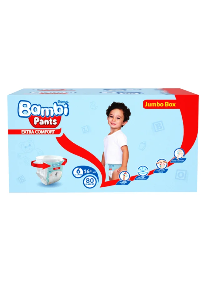 Sanita Bambi Premium Baby Diaper Pants Size 6 (XX-Large, 16+ kg, 80 Count) 1nrk6