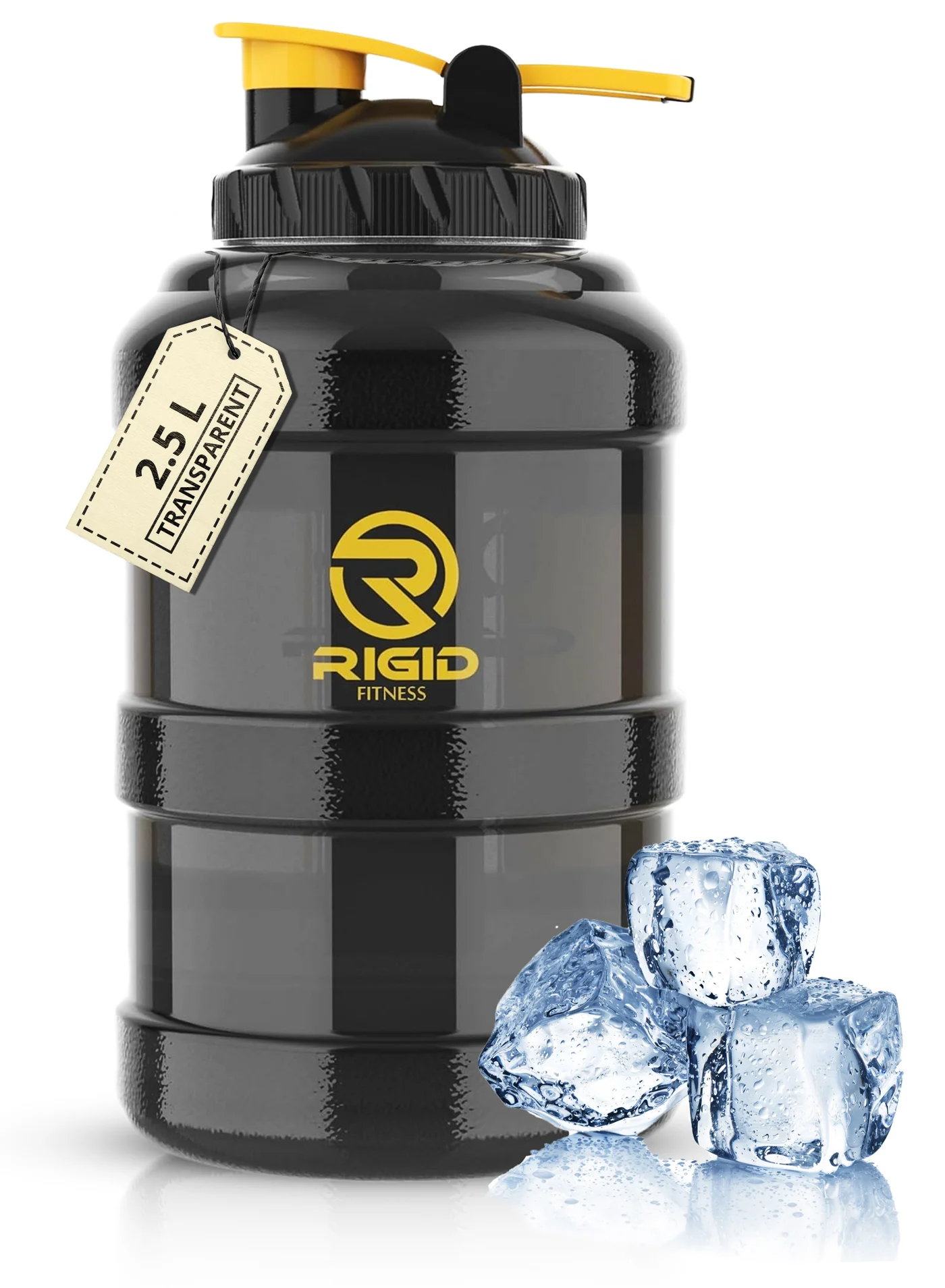 RIGID FITNESS Large Capacity Hydration Jug, Leak-Proof Sports Water Container (Black, 2.5 L) bd7qf