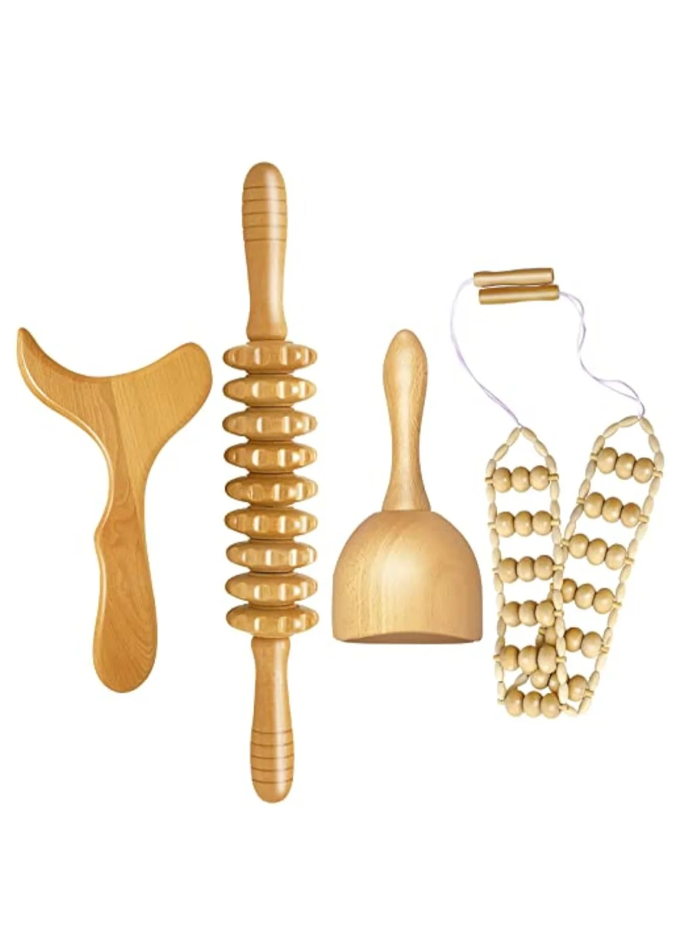 YelaJoy Wood Therapy Massage Tools Set for Body Sculpting and Lymphatic Drainage (4 Pieces) rrw5h