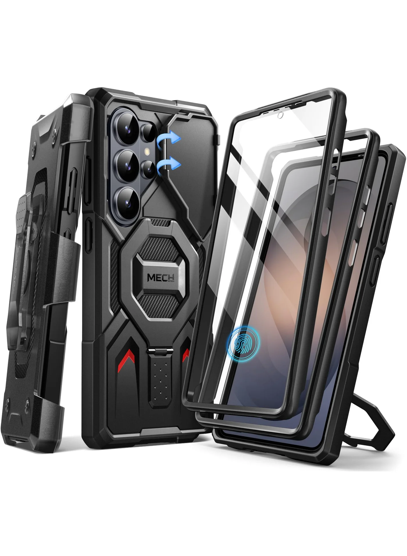 TONGATE Premium Protective Case with Magnetic Stand and Belt Clip for Large Screen Smartphone (Black) 76odw