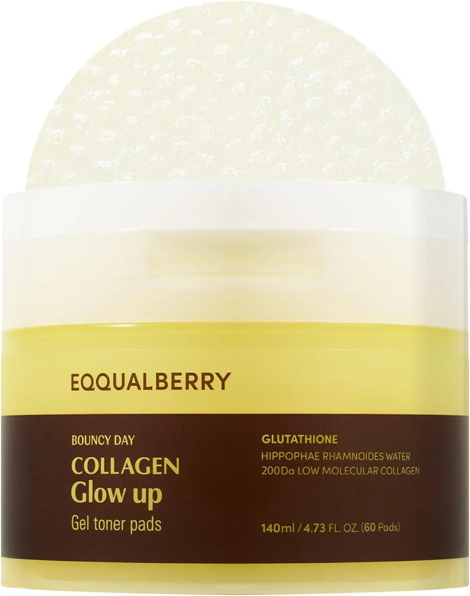 Eqqualberry Collagen Glow Up Gel Toner Pads Hydrating Facial Skincare (140 mL) mip9l