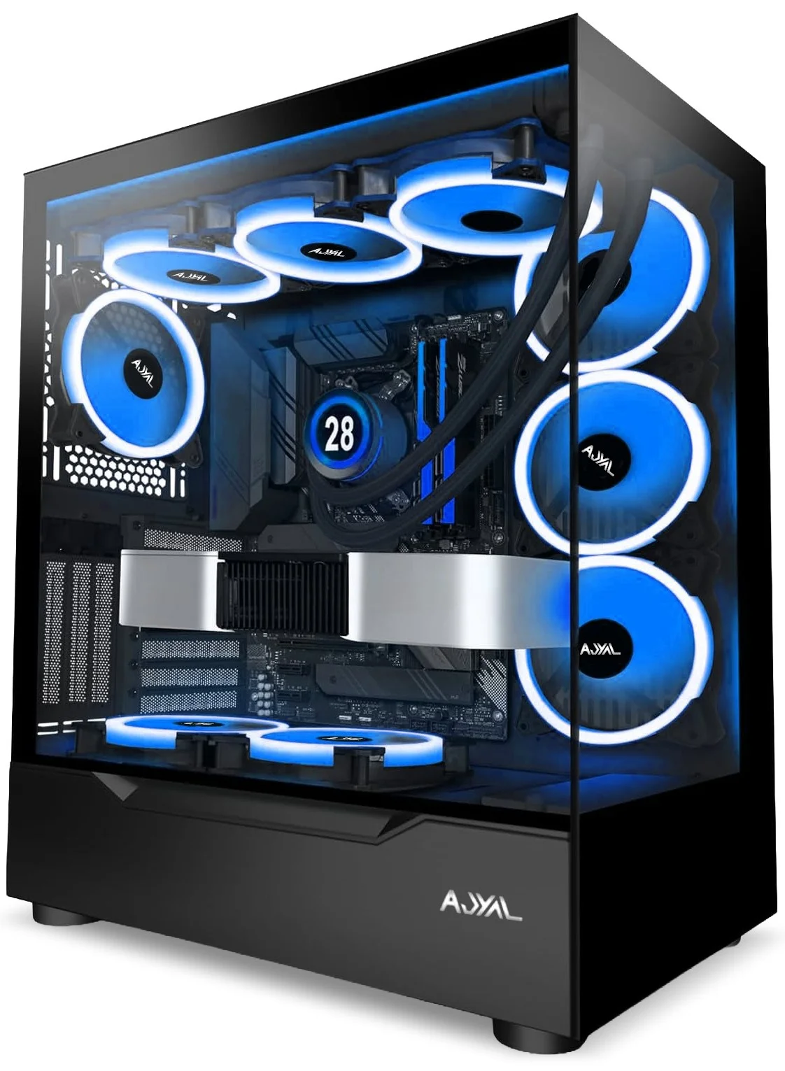 AJYAL High-Performance Gaming Desktop PC (8-Core Processor, 12GB Graphics Card, 32GB DDR5 RAM, 1TB Gen5 SSD, Liquid Cooled, Windows 11 Pro) tpf6x