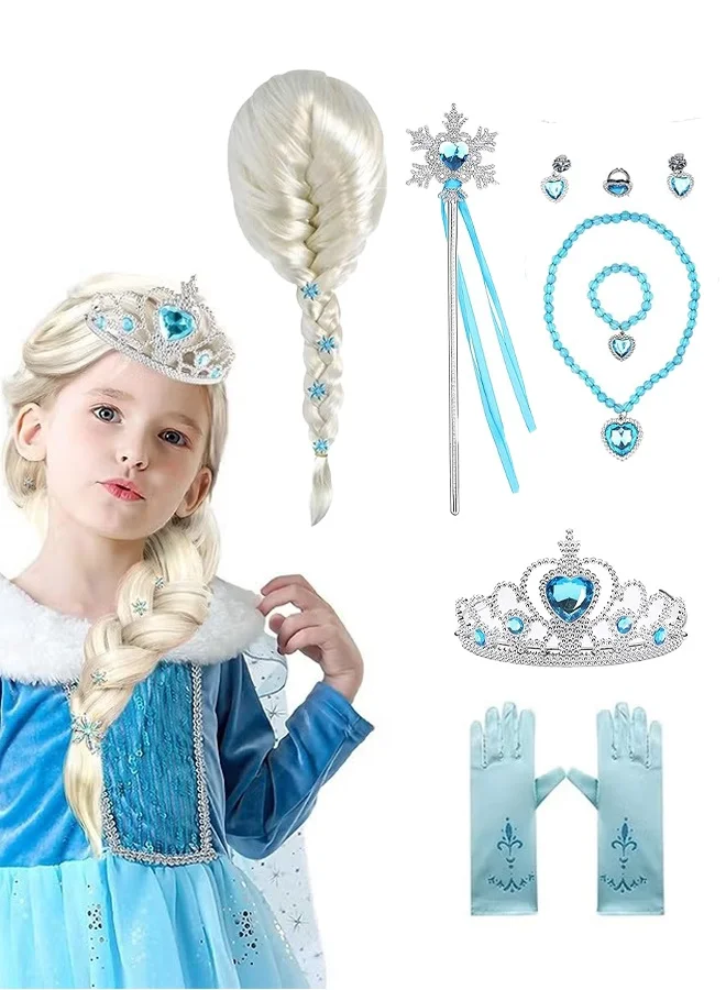 Premium Princess Dress Up Costume Accessories Set (7-Piece Set, Kids Girls) pty74