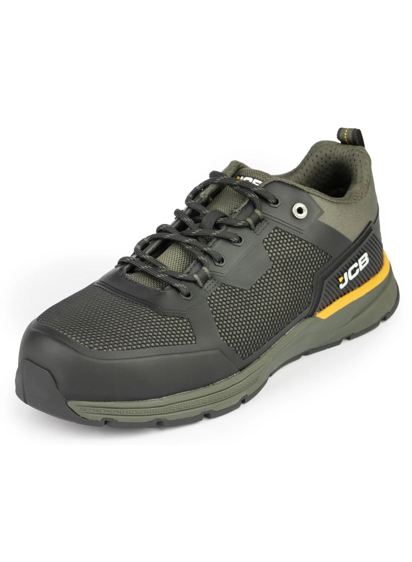 JCB Lace-Up Safety Sneakers Alloy Toe Waterproof Puncture Resistant Work Shoes (Black/Olive, 42 EU) t1837