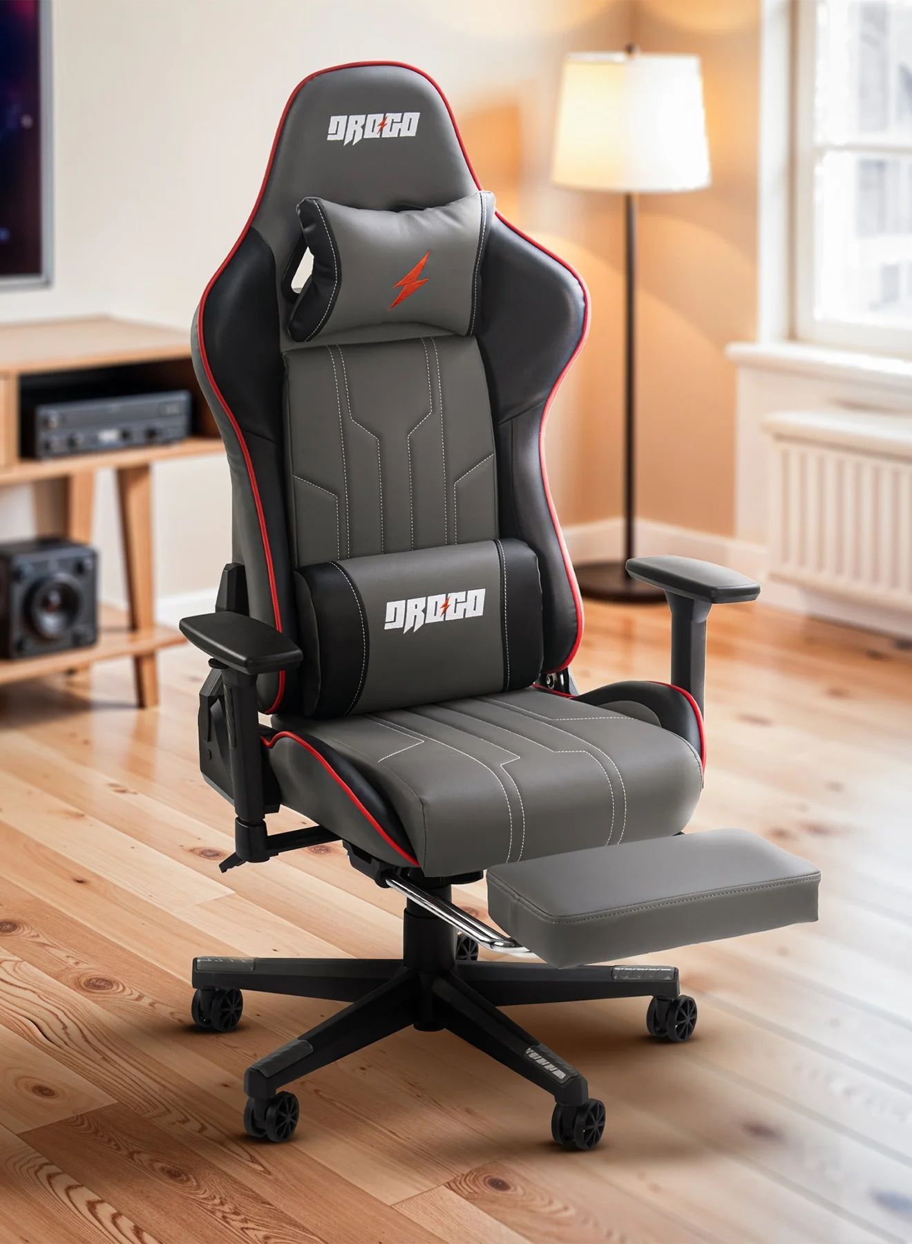 DROGO Wrath Pro Ergonomic Gaming Chair with Footrest and Memory Foam Support (Black, 135 cm Height) cmbkl