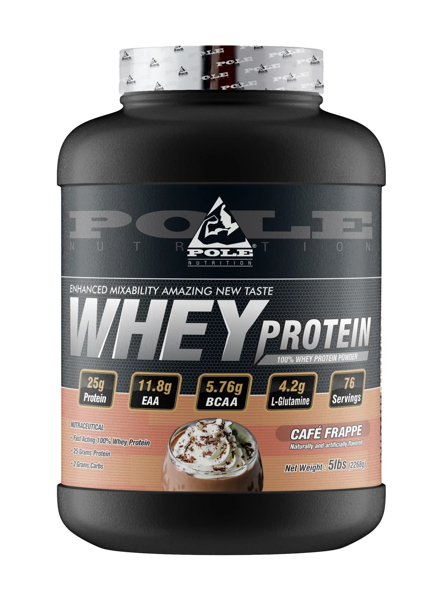 POLE NUTRITION Whey Protein Powder Premium Muscle Support Formula (Cafe Frappe, 2.27 kg) ghkk2