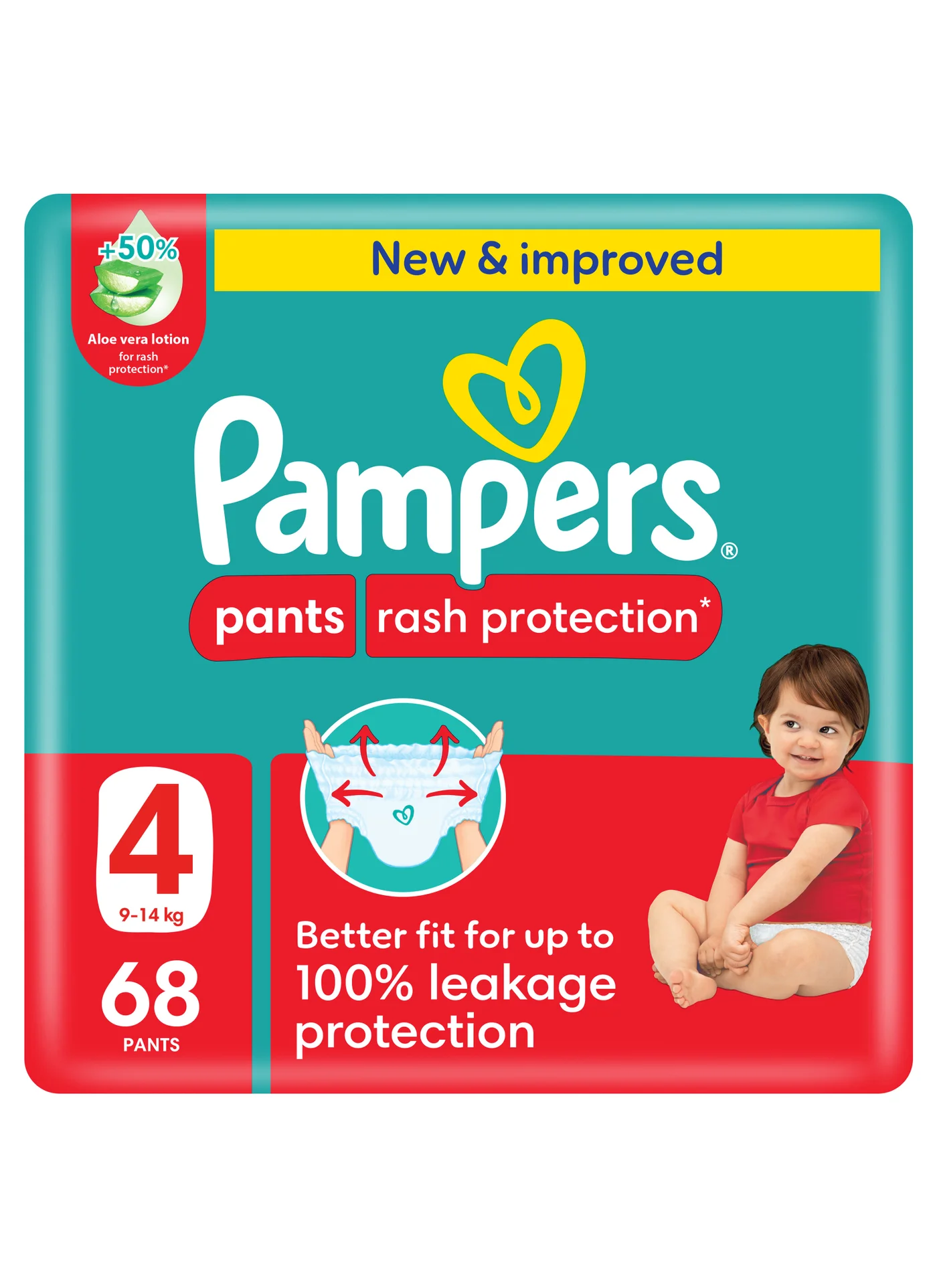 Premium Rash Protection Pants Diapers Size 4 (9-14 kg, 68 Count) 04xr0