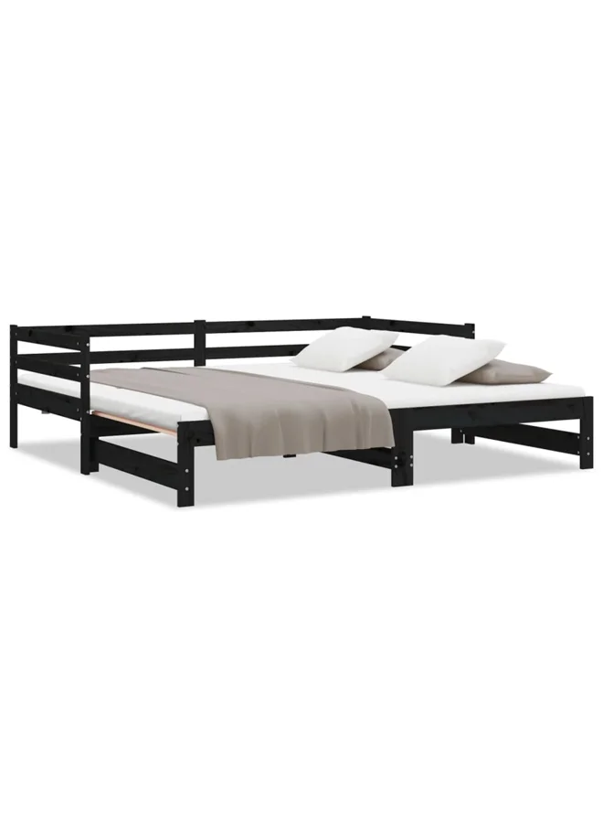 VidaXL Pull-out Day Bed Frame Space-Saving Guest Bed (Black, 180x200cm) nises