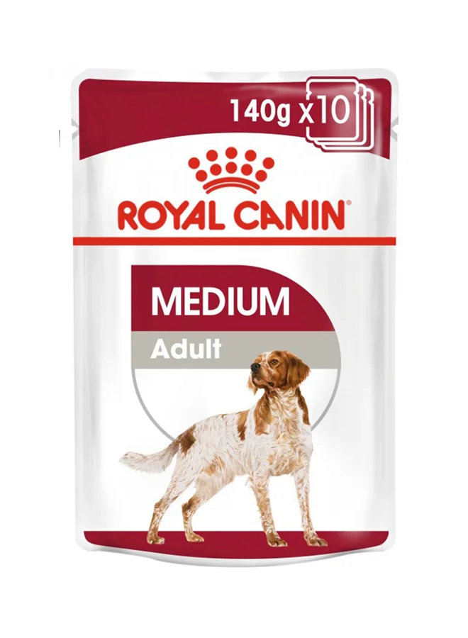 Premium Medium Adult Dog Wet Food Pouches (140g, Pack of 10) di09h