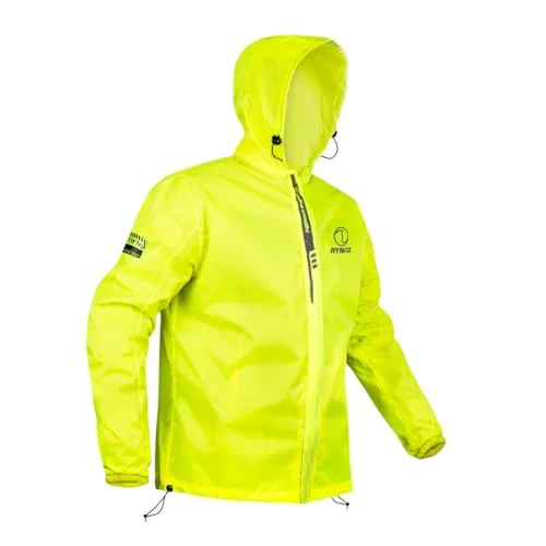 Rynox H2Go Pro 3 Motorcycle Rain Jacket Waterproof Nylon Shell (Hi-Viz Green, Large) 3c9ch
