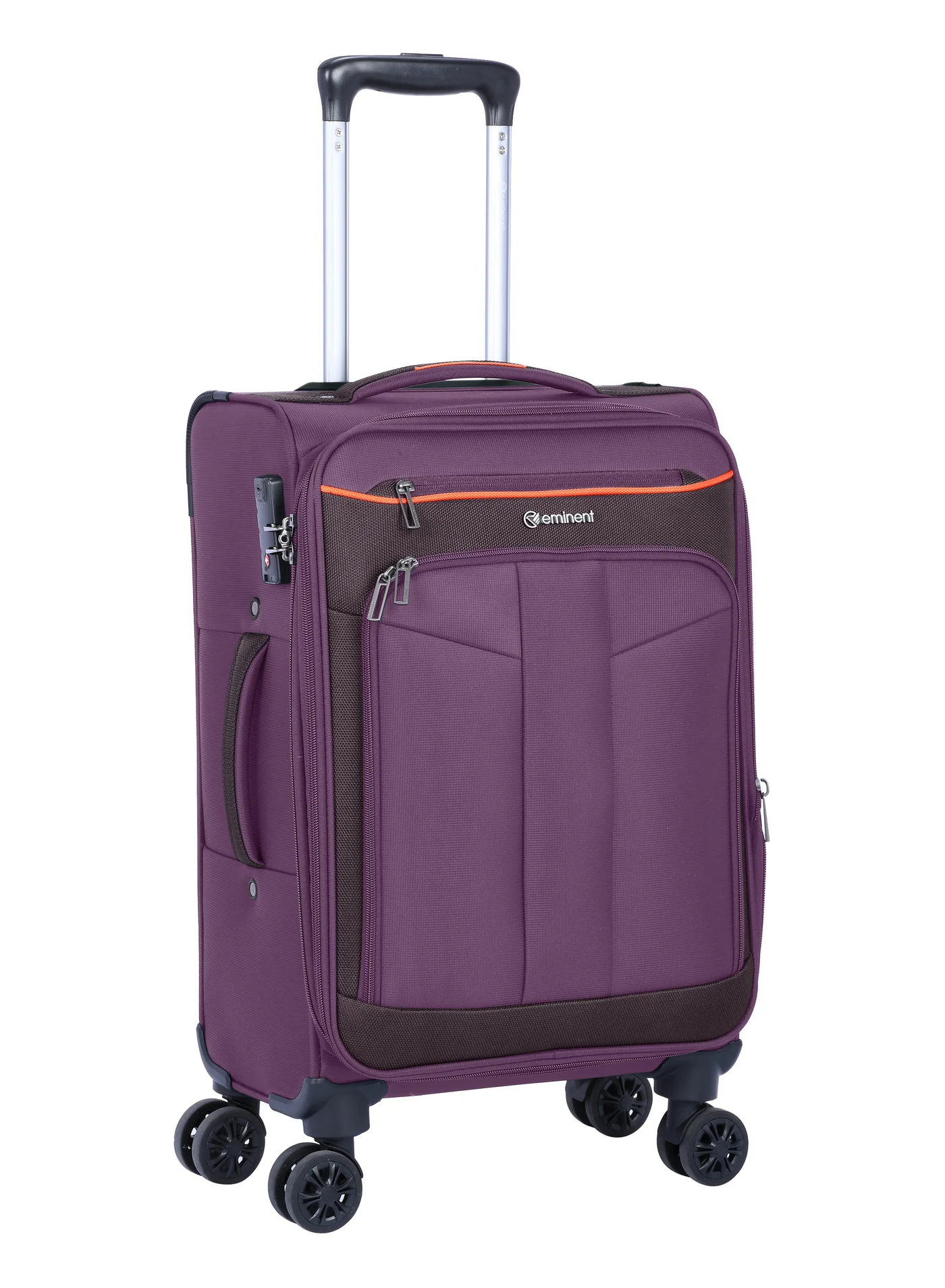 Eminent Soft Travel Cabin Luggage Trolley Lightweight Expandable Suitcase with 4 Double Spinner Wheels and TSA Lock (Purple, 55 cm) lvtvt