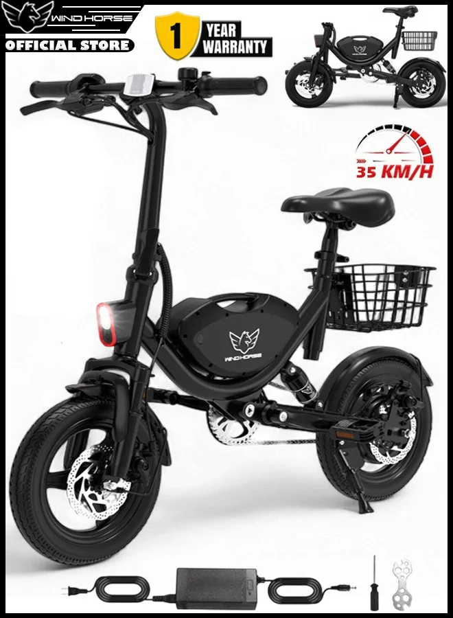 Wind Horse Foldable Electric Bike 500W Motor 35 KMH Speed (14 Inches, Carbon Alloy Frame) bpw1q
