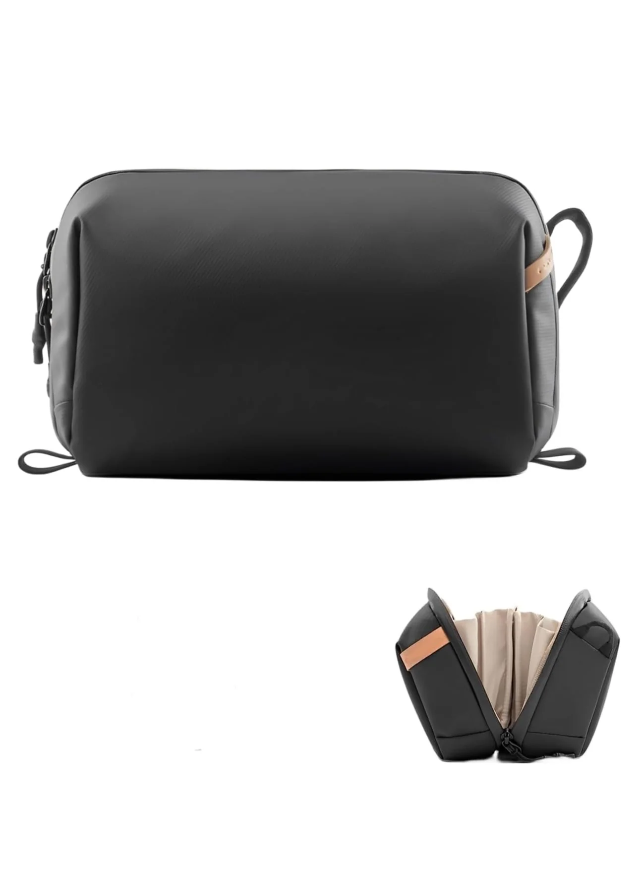 Skycare Hanging Toiletry Bag for Men, Waterproof Travel Organizer Dopp Kit for Cosmetics and Personal Care (Black, 25cm x 15cm x 10cm) myexb