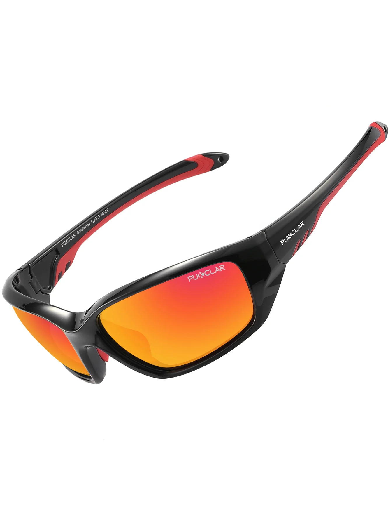 PUKCLAR Polarised Sports Sunglasses Premium UV Protection Eyewear for Men and Women (Black, One Size) 8v3ri