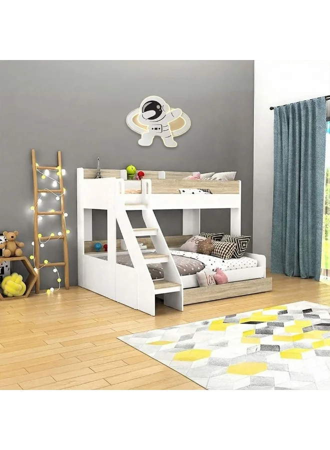Danube Home Kids Bunk Bed with Drawer Storage Dual Size (White & Sonoma Oak, 90x200cm and 120x200cm) uti7o