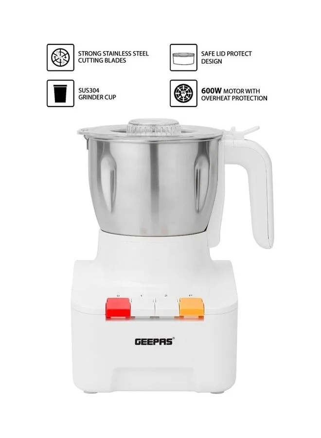 GEEPAS Electric Food Processor and Coffee Grinder with Stainless Steel Blades for Spices and Nuts (White, 300g) m0byh