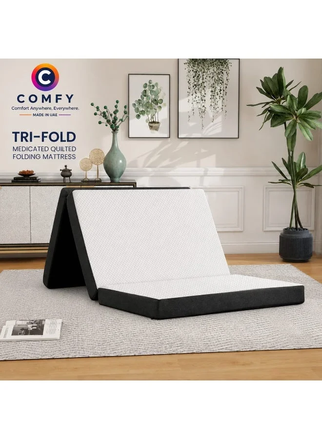 Premium Knitted Cotton Folding Mattress Orthopedic Support (White, 180 x 90 x 7 cm) hme9i