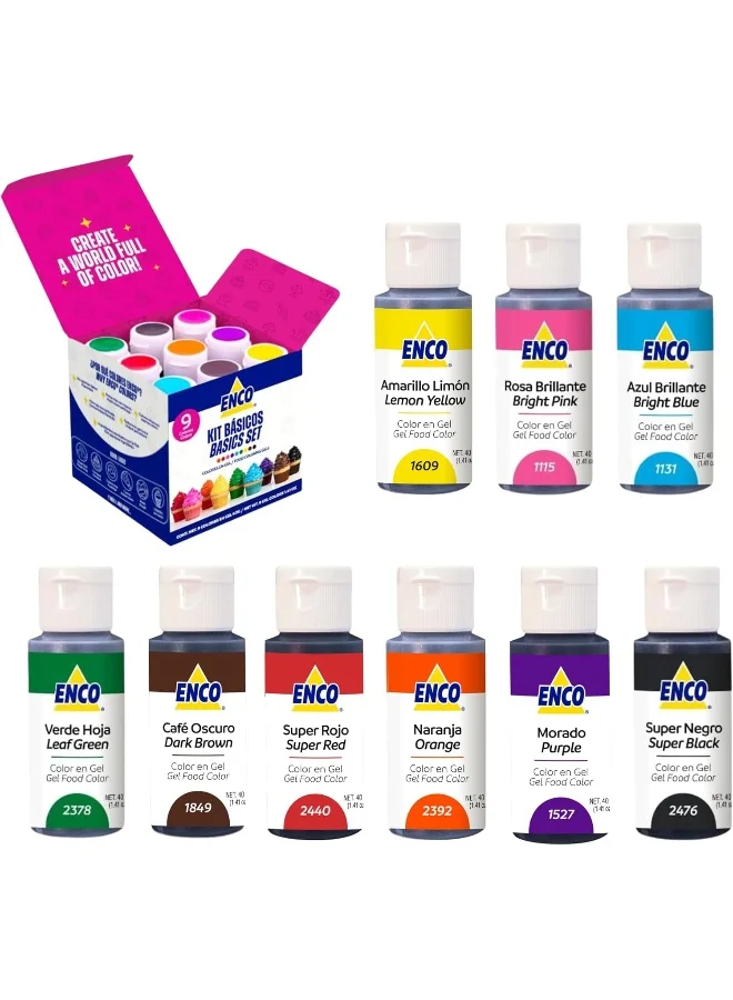 ENCO Gel Food Coloring Set Professional Concentrated Decorating Pigments (9 x 20 g) i5d1q