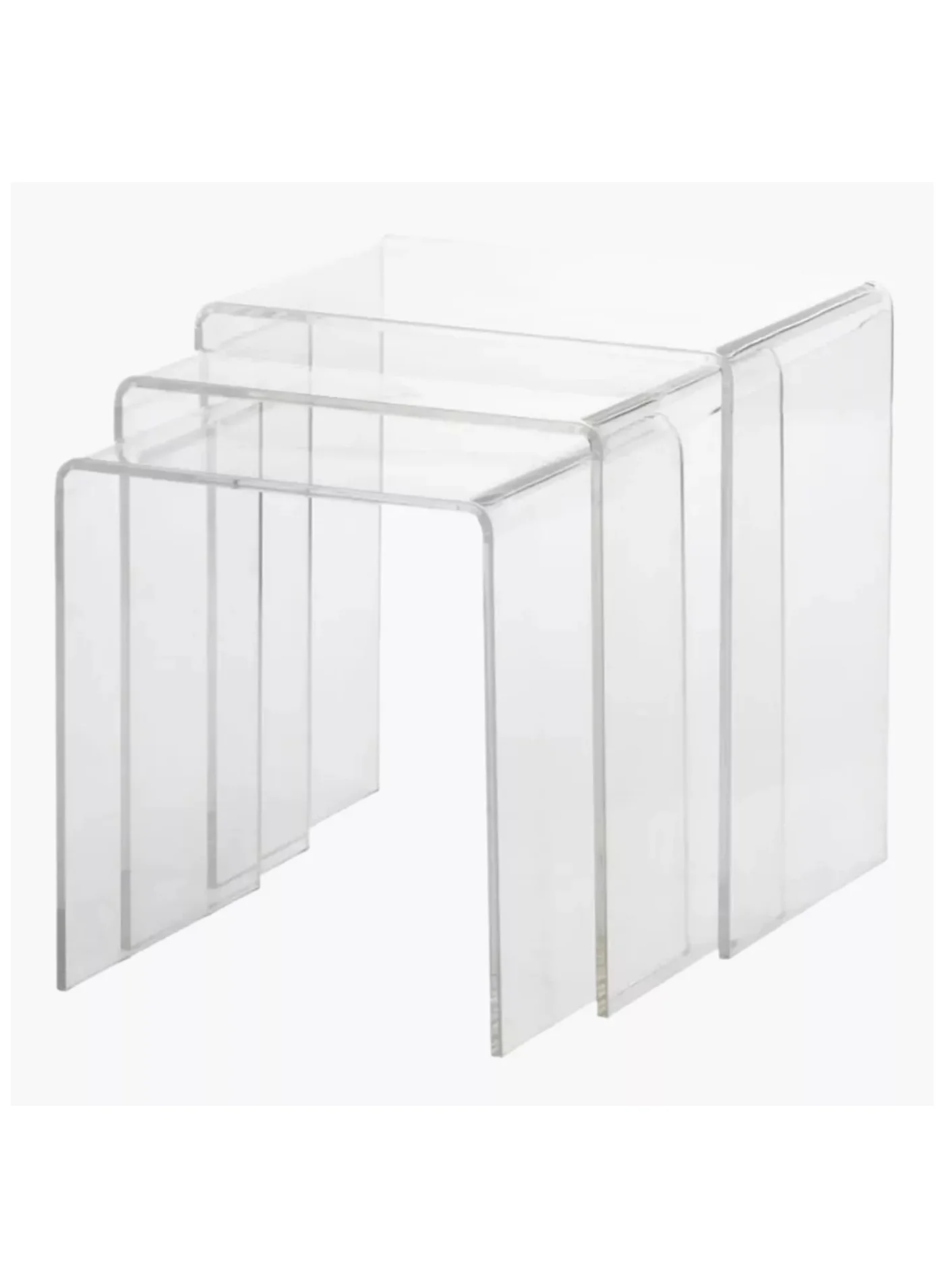TPGP Acrylic Nesting Tables Set, Modern Clear Coffee End Table for Living Room (3-Piece Set, 40cm, 35cm, 30cm) 5xjmj