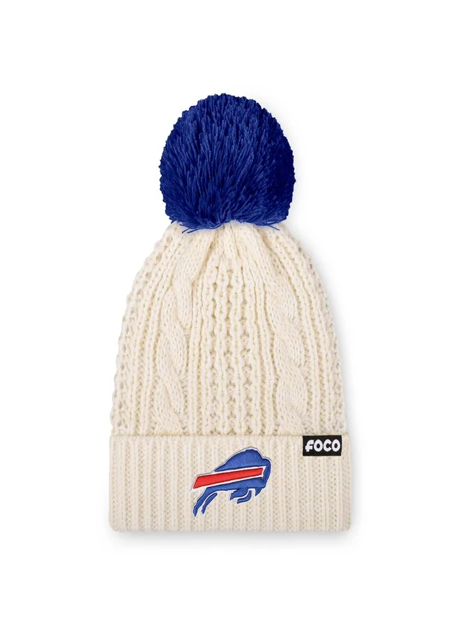 Premium Cable Knit Pom Beanie with Embroidered Team Logo (White, One Size) 2nxk8