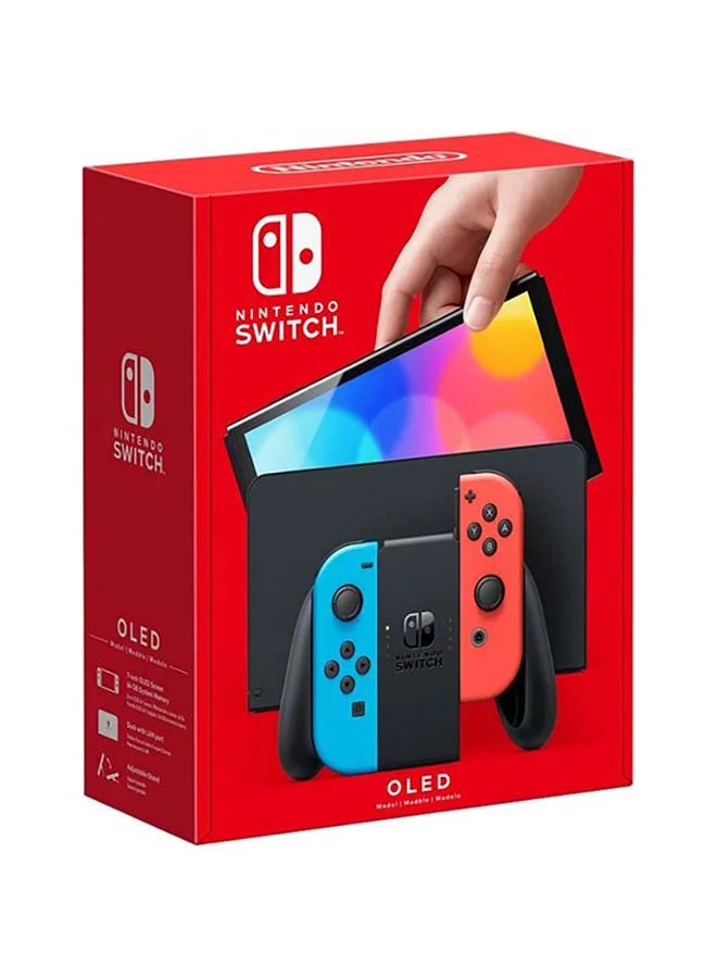 Premium Handheld Gaming Console OLED Model with Neon Red and Blue Controllers (7-inch Screen) z8xw9