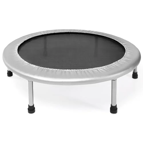 Premium Folding Fitness Trampoline Portable Rebounder for Home Gym Cardio Strength Training (Silver, 100 cm) 0r6yp