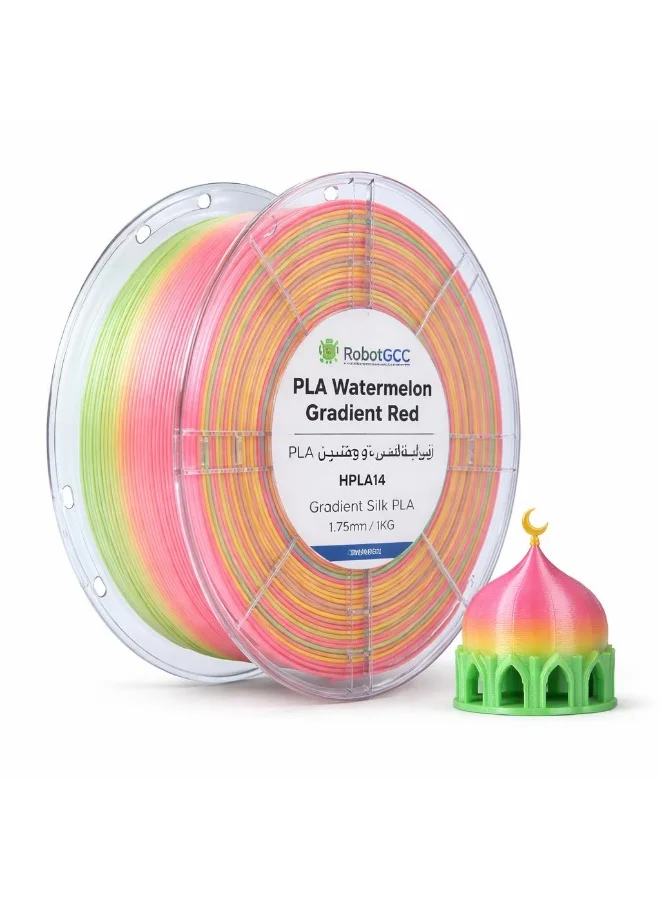 Robotgcc Silk PLA 3D Printer Filament Watermelon Gradient Red (1.75mm, 1kg) Premium Multicolor Material for Smooth FDM Printing iymih
