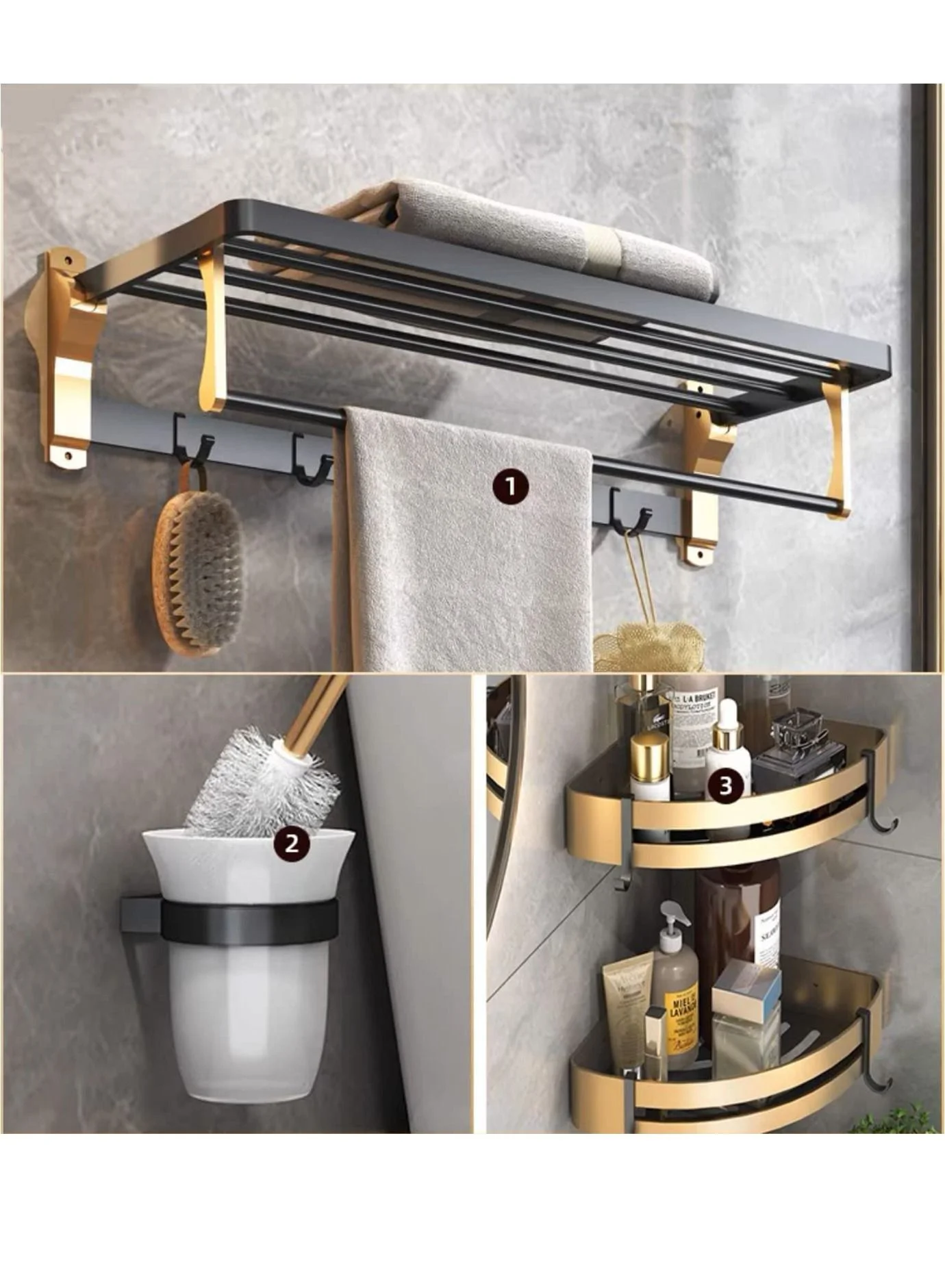 GT-Wheel Bathroom Accessories Set Premium Wall Mounted Hardware Kit (3-Piece Set) c1j8l