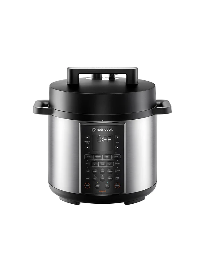 Nutricook Smart Pot 3 Electric Pressure Cooker 12-in-1 Multi-Cooker with 17 Smart Programs (Silver, 6 L) ea6g0