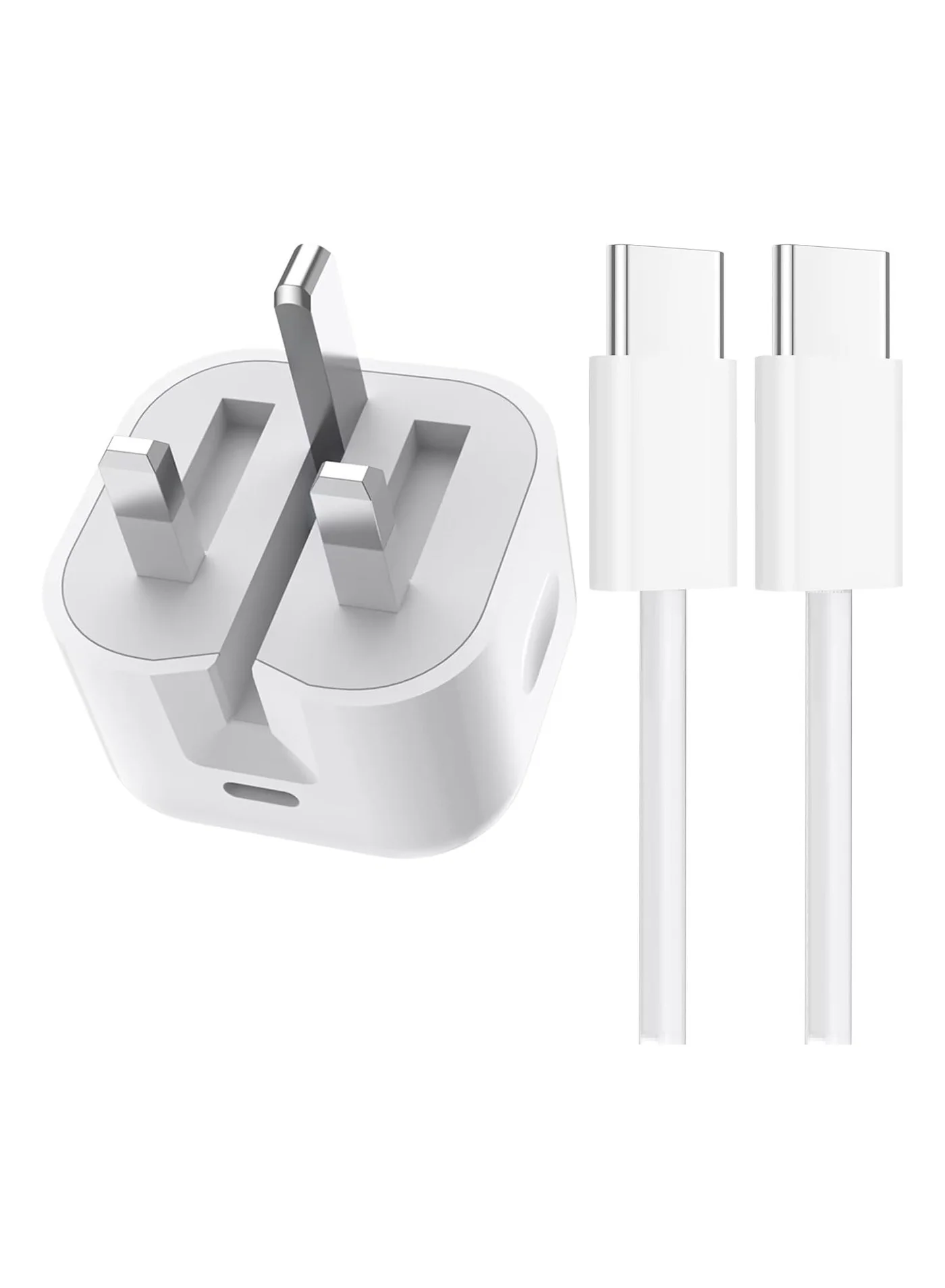 TecV 35W USB-C Fast Charger Adapter with 1M Type-C to Type-C Charging Cable for Smartphones and Tablets (White, 35 Watt) 74fyy