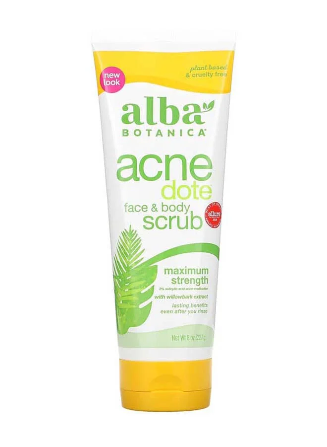 Alba Botanica Acnedote Face and Body Scrub Deep Pore Cleansing Exfoliator for All Skin Types (177 mL) iz7g5