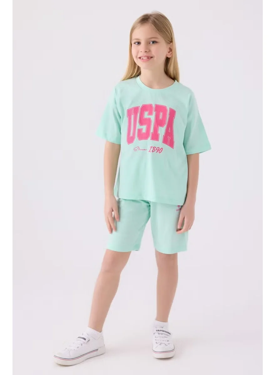 Premium Girls Mint Bermuda Set Casual Summer Outfit (Mint, 120 cm) rz7k0