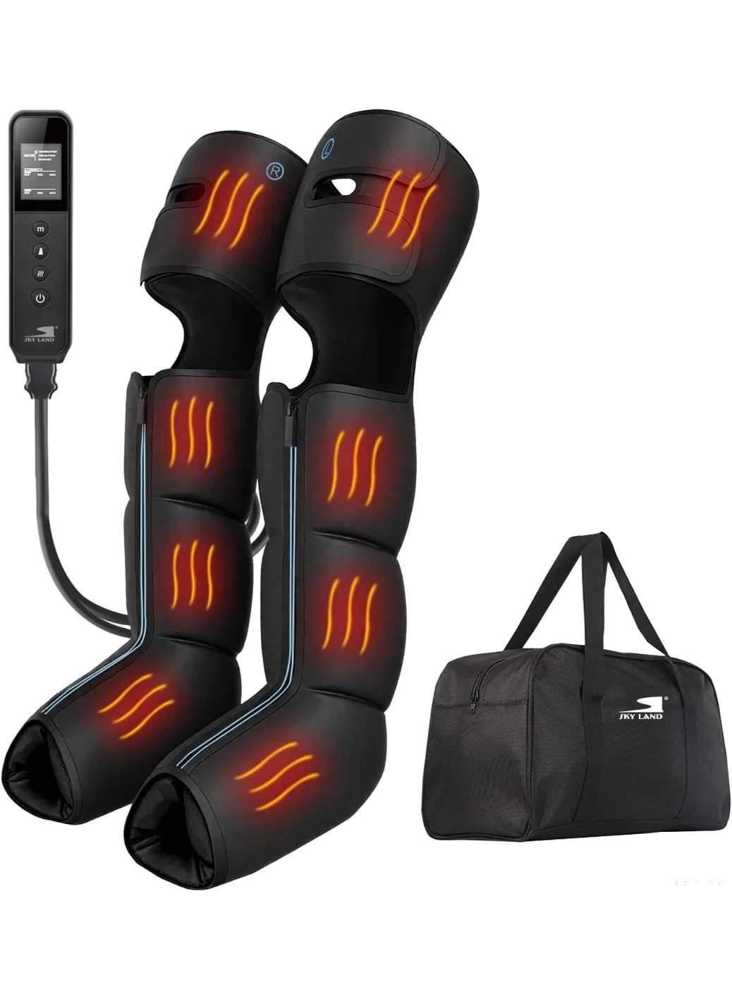 SKY LAND Air Compression Leg and Foot Massager with Heat Therapy (3 Intensities, 3 Modes, Adjustable Fit) 18y5n