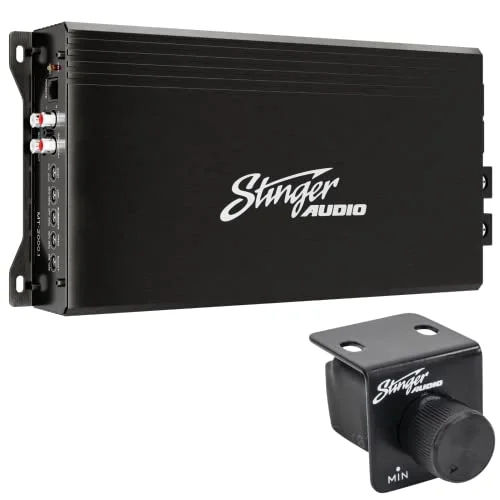Stinger Audio MT20001 Compact Digital Class D Monoblock Subwoofer Amplifier (2000W RMS, Remote Bass Knob, High-Efficiency MOSFET) 7v7uj