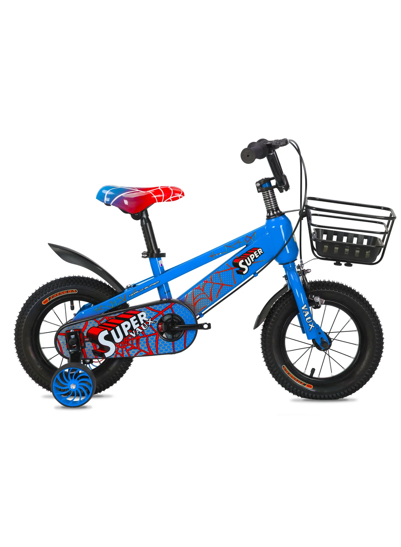 Vaux Kids Bike with Training Wheels and Basket (Blue, 14-Inch Wheel) fbo6m