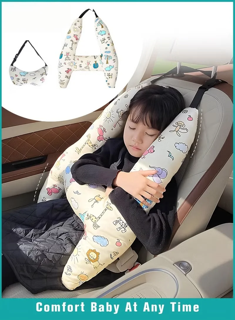 HOOKOR H-Shape Car Seat Pillow for Kids, Ergonomic Travel Head and Body Support for Toddlers (Grey, 70 cm x 55 cm) 5w3gv