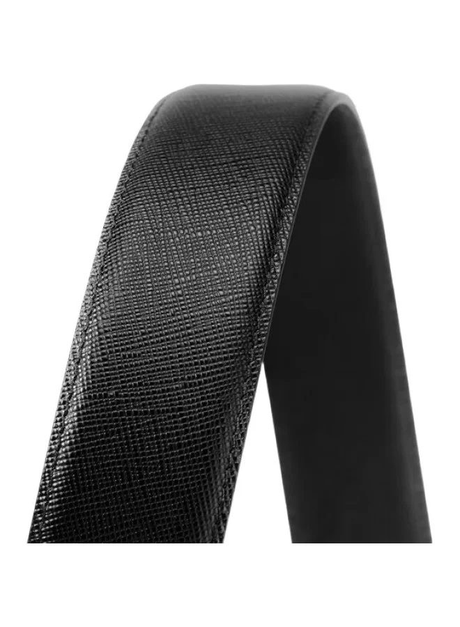 Premium Men's Leather Automatic Buckle Belt Genuine Cowhide Waistband Gift Set (Black, 125 cm) ur53b