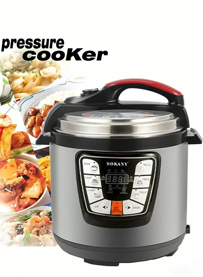 Sokany Electric Pressure Cooker Multi-Function Rice Cooker and Steamer with 9 Smart Presets (Silver, 6L) 3d6kr