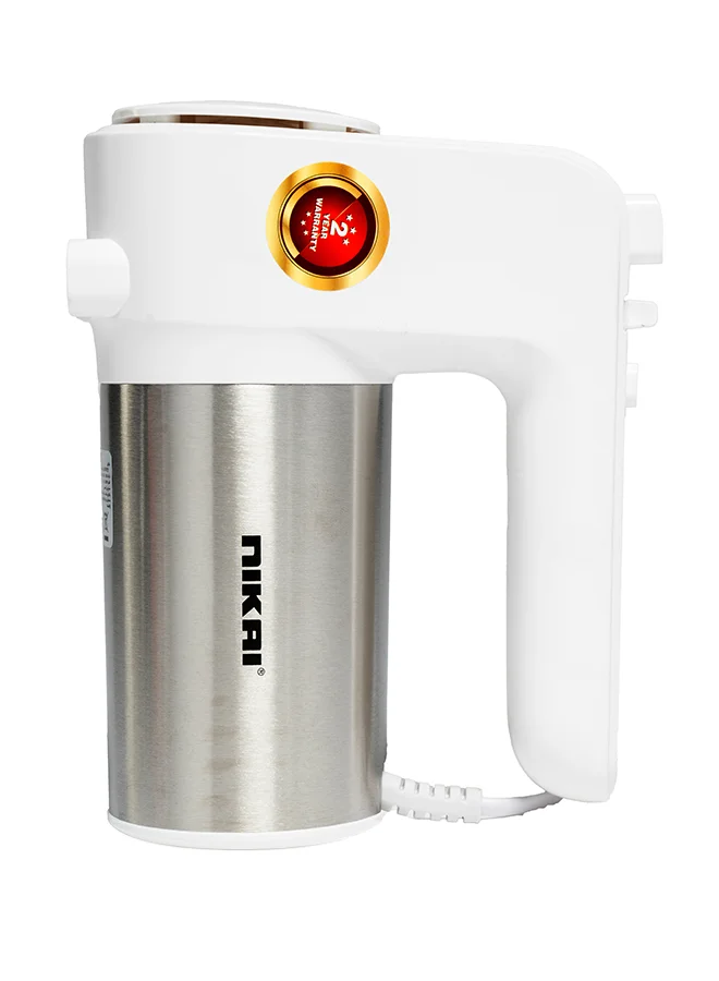 Nikai Professional Electric Hand Mixer 6-Speed with Turbo Function (White/Silver, 300 W) aywfz