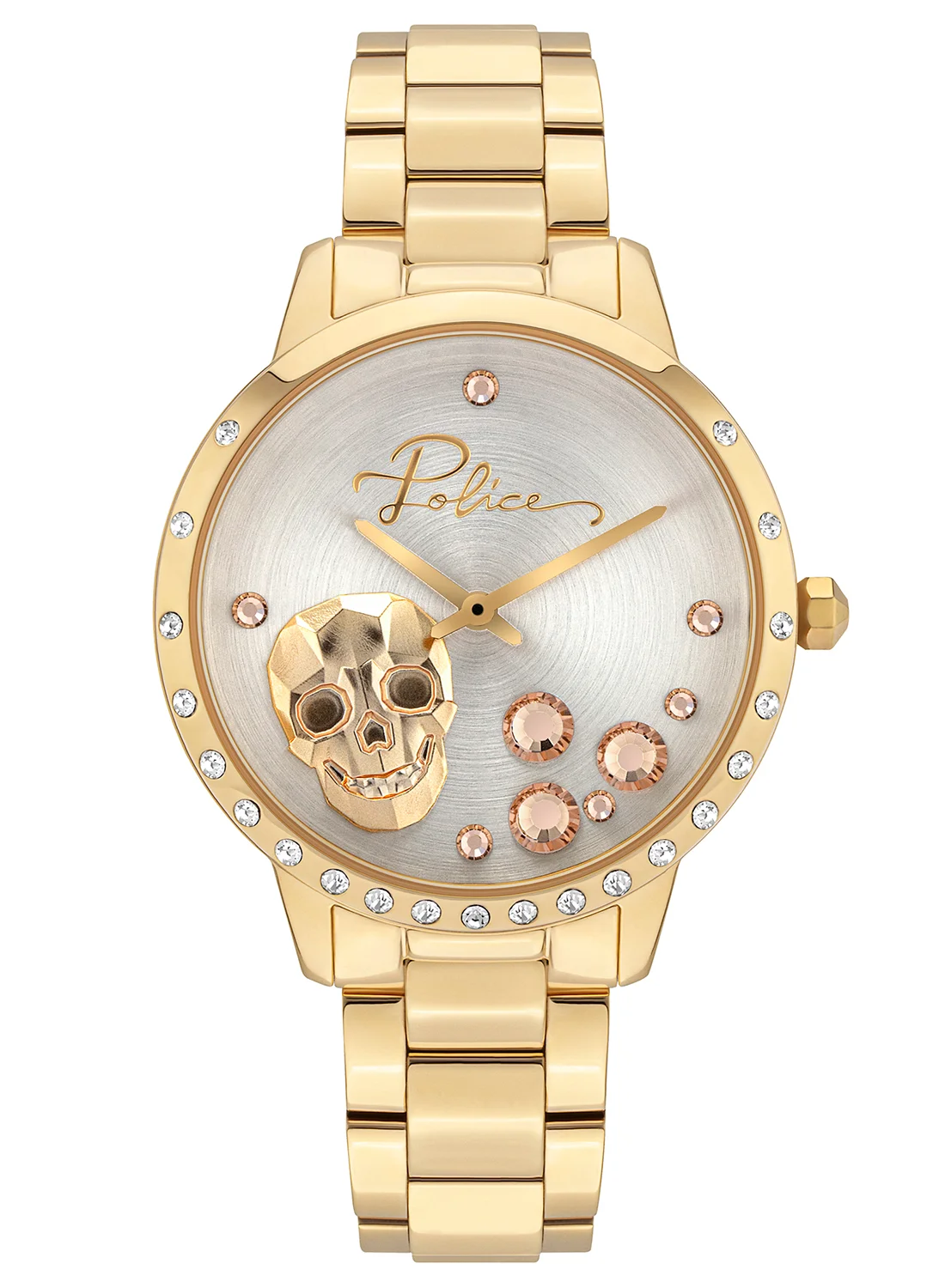 Premium Analog Wristwatch for Women Gold Stainless Steel Bracelet Silver Dial (28mm) mhqf7