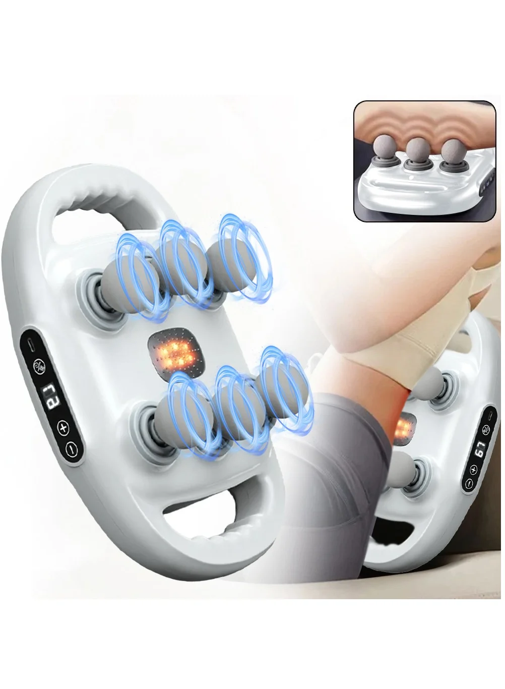 XiuWoo Professional Electric Deep Tissue Massage Gun, Portable Handheld Muscle Massager with 6 Heads and 9 Speed Modes (Full Body, Black) ss67u