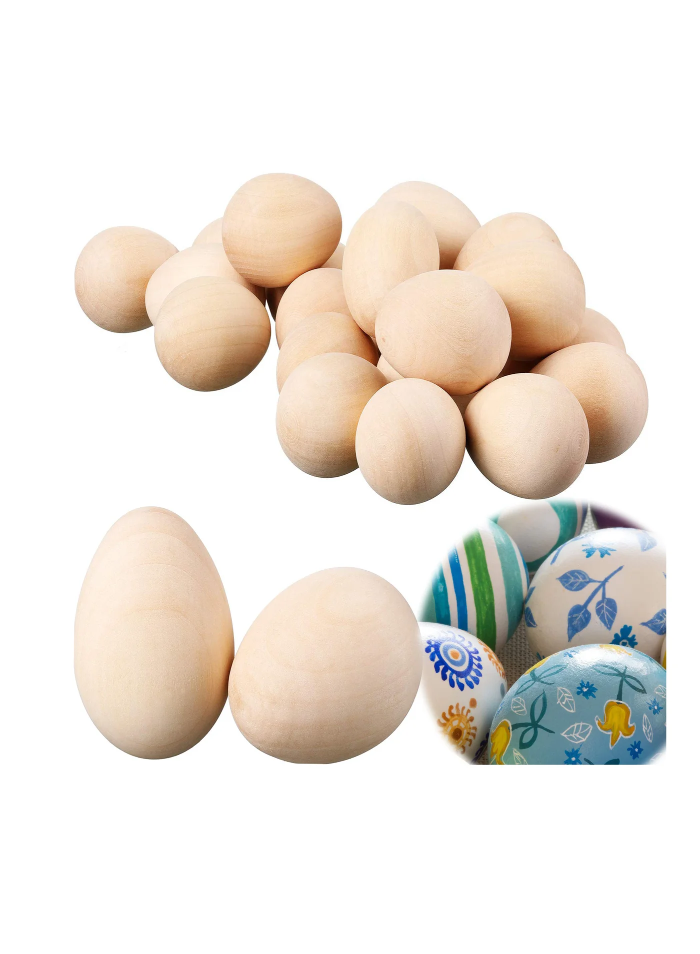 SYOSI Wooden Chicken Eggs for DIY Crafts and Party Decoration (20 Pack, Natural Wood) s5yaf
