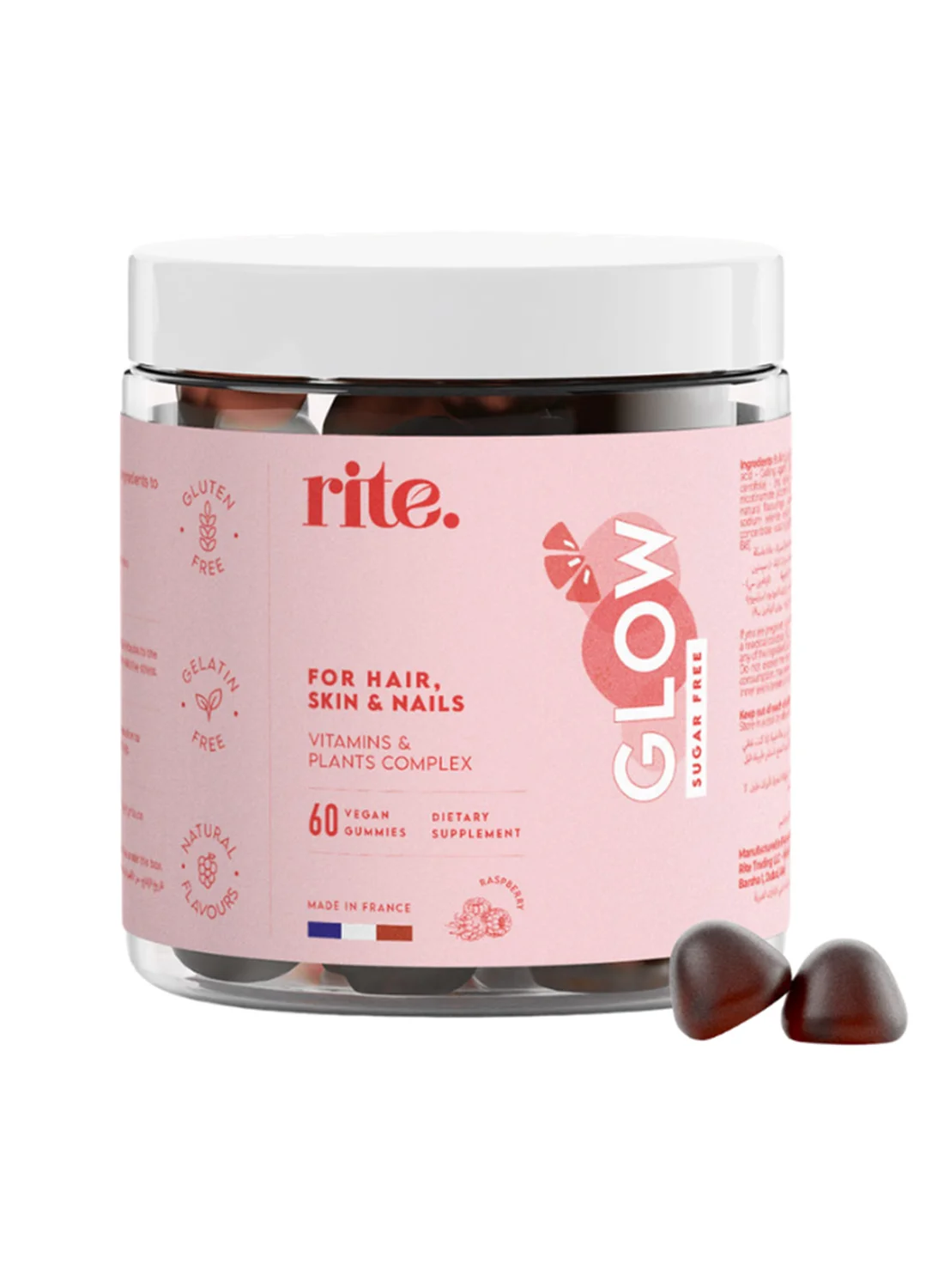 Rite Beauty Hair Skin and Nails Gummies Premium Raspberry Flavor (60 Count) 0oxqq