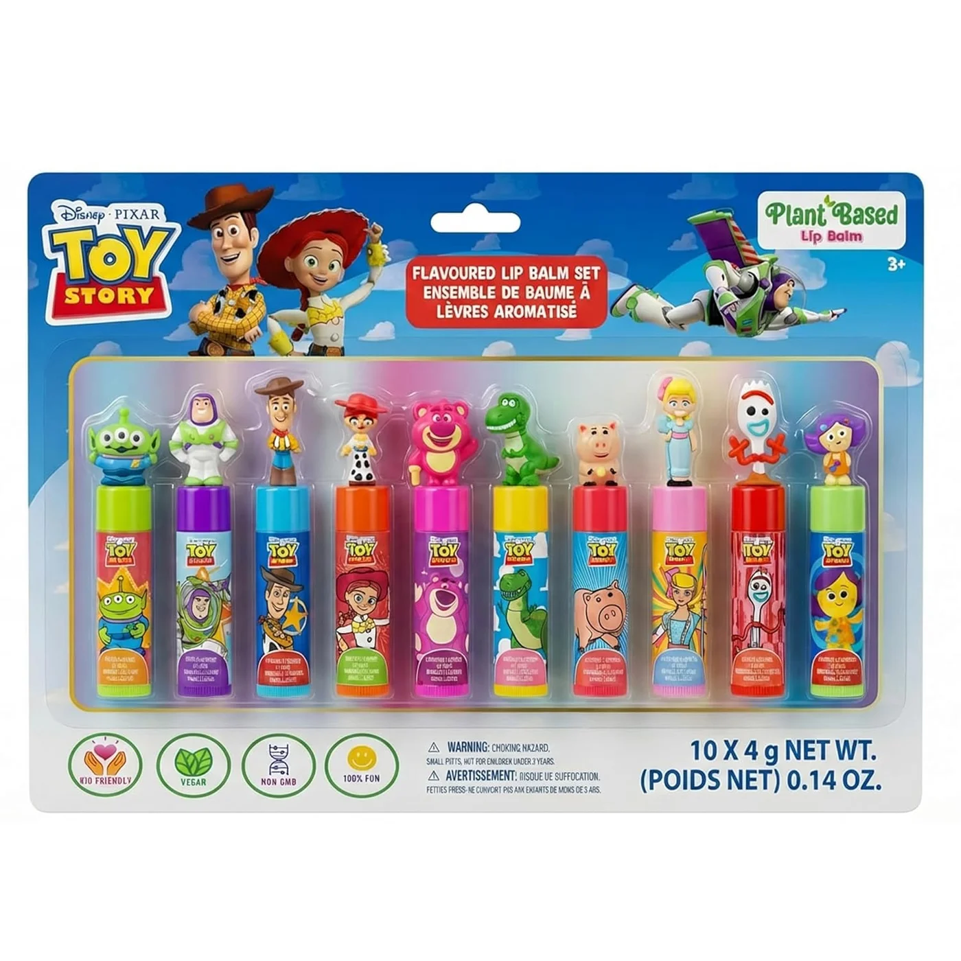 Townley Girl Flavored Lip Balm Set with 3D Character Toppers (Plant-Based Formula, Pack of 10, 40 g) h90h4