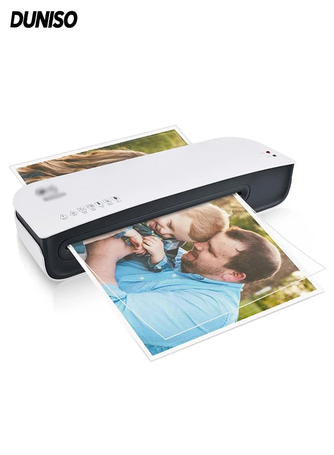DUNISO A4 Laminating Machine Hot and Cold Settings with 50 Laminating Pouches (Portable, 2-Min Preheat) 8pjyj