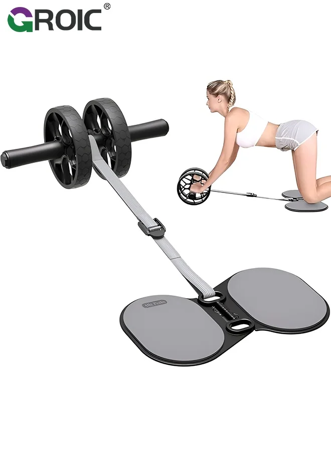 GROIC Ab Roller Wheel with Automatic Rebound and Adjustable Resistance (Core Workout Equipment with Knee Pad for Men and Women) 83145