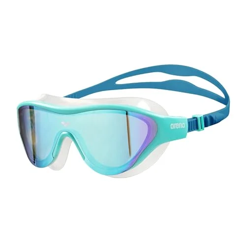 Premium Fitness Swim Mask with Mirror Lens for Adults (Blue, Large Fit) bf30u